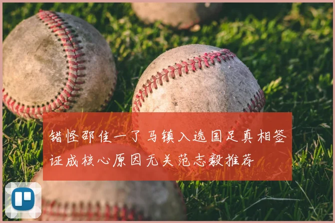 错怪邵佳一了马镇入选国足真相签证成核心原因无关范志毅推荐